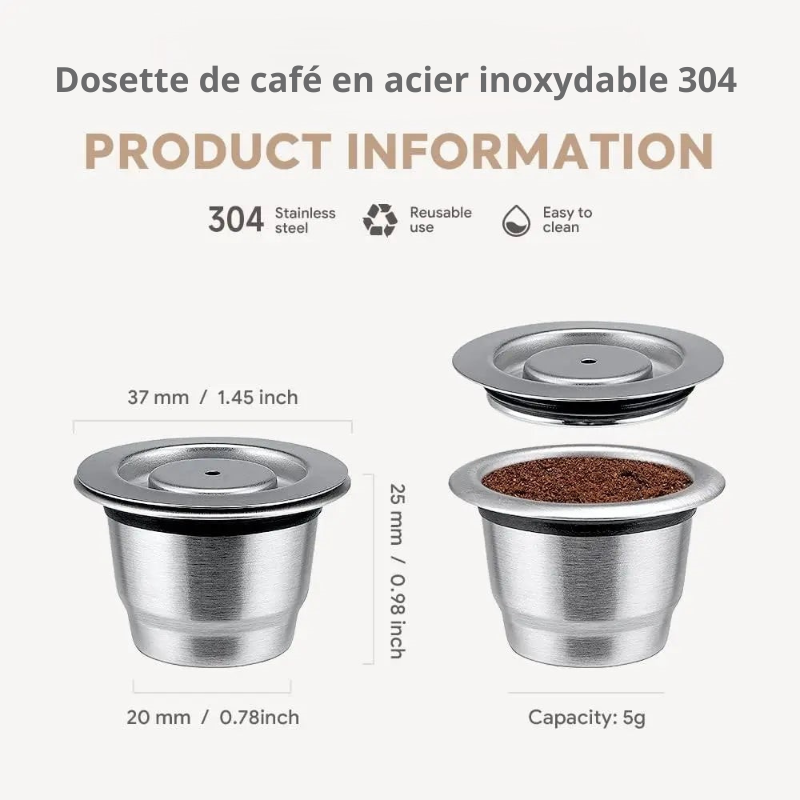 Capsule de Café Réutilisable en Acier Inoxydable